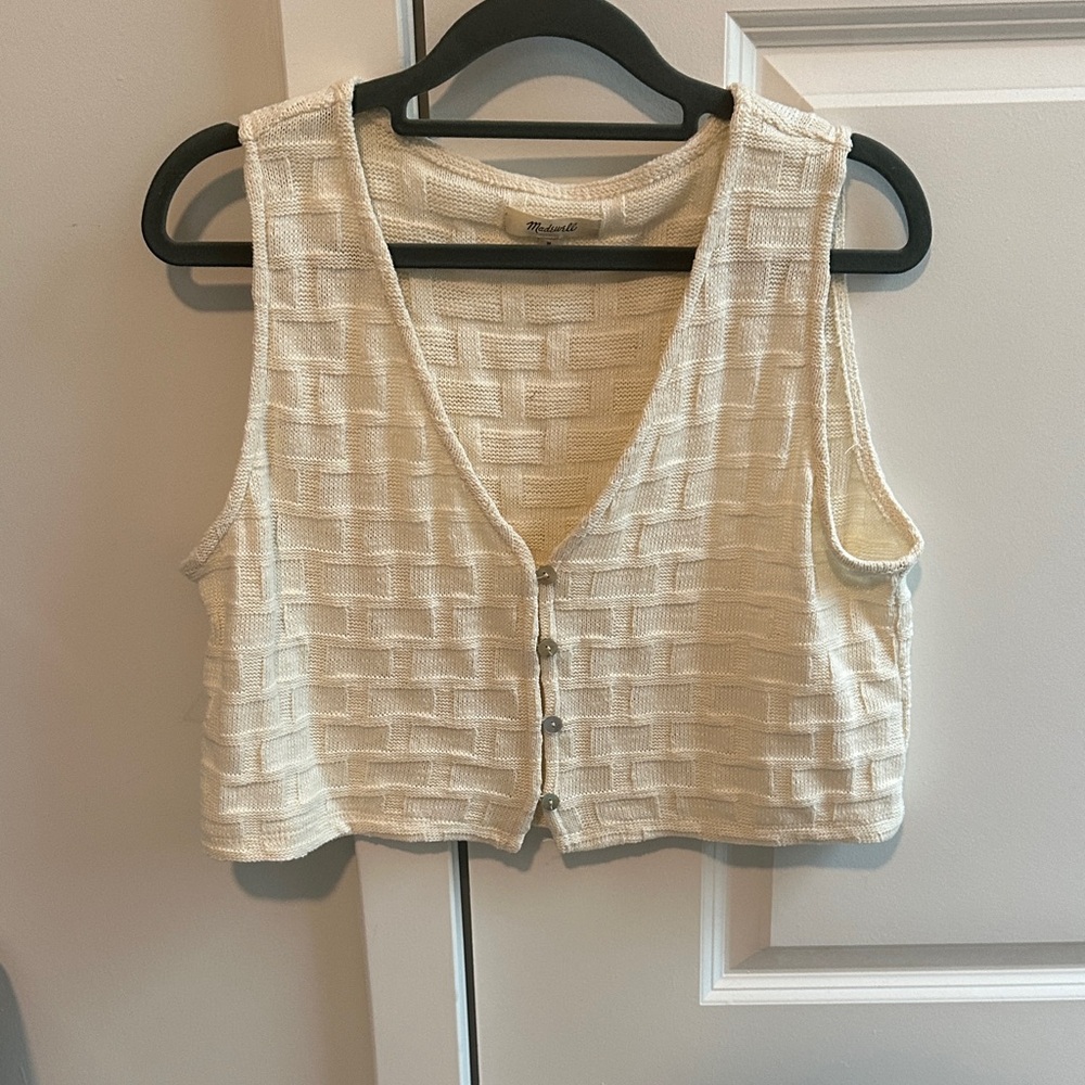 Madewell Cream Sleeveless Textured Women's Top